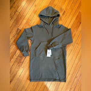7 For All Mankind | Olive Green Side Slit Hooded Oversized Sweatshirt Tunic Xs
